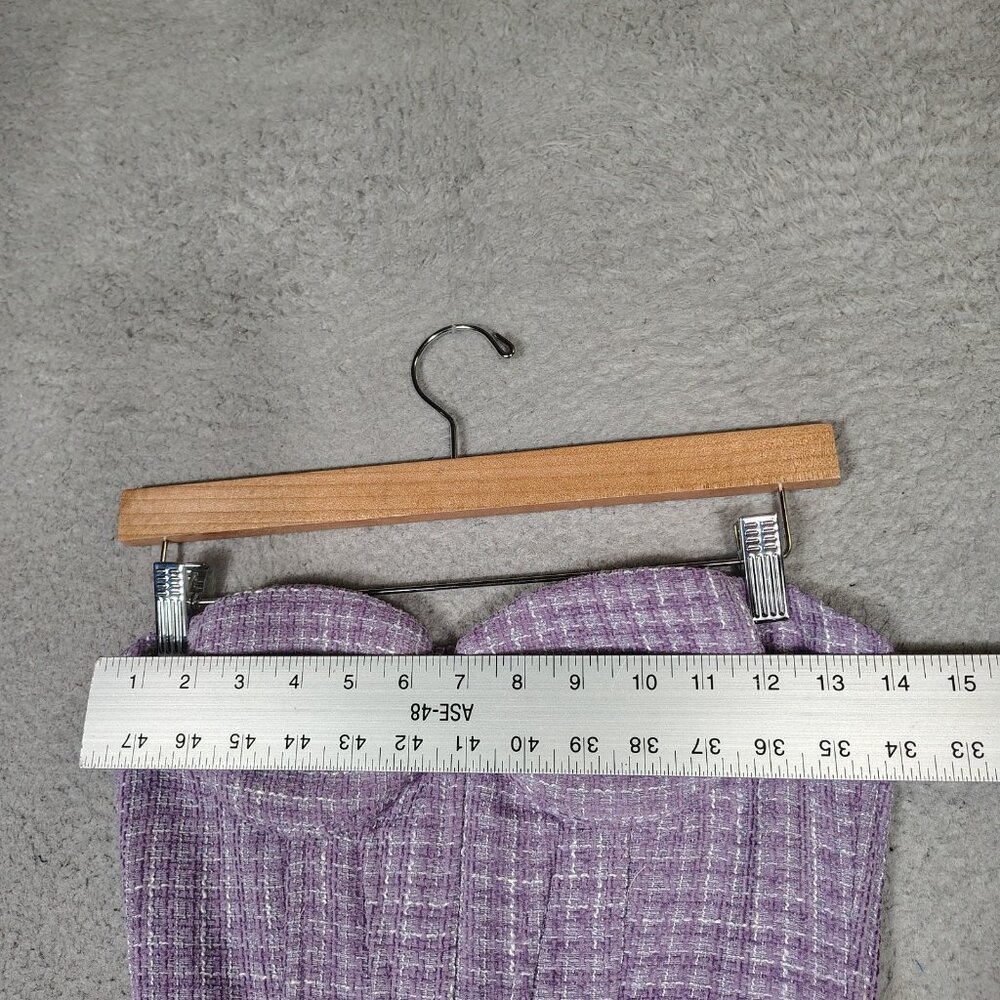 Aqua Mini Dress Women's Small Purple Wool Blend Tweed Bustier Strapless Preppy - Picture 6 of 13